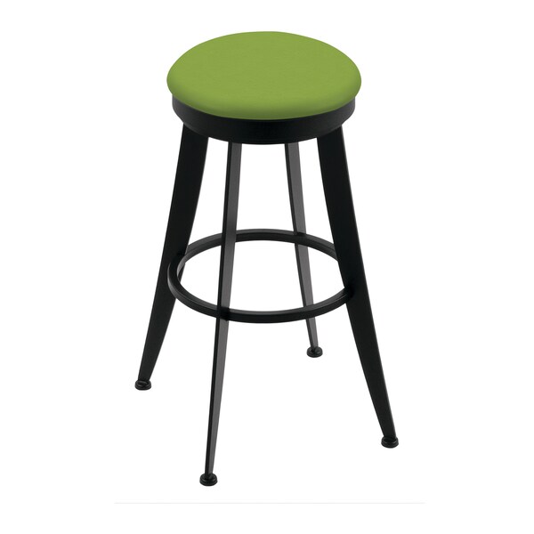 Laser 30" Swivel Bar Stool, Black Wrinkle, Canter Kiwi Green Seat